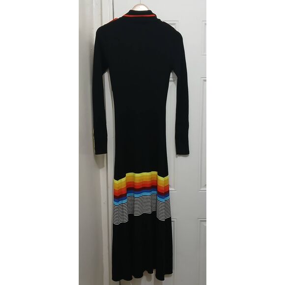 Christopher john rogers womens medium yellow black maxi dress wool colorblock - Picture 4 of 8